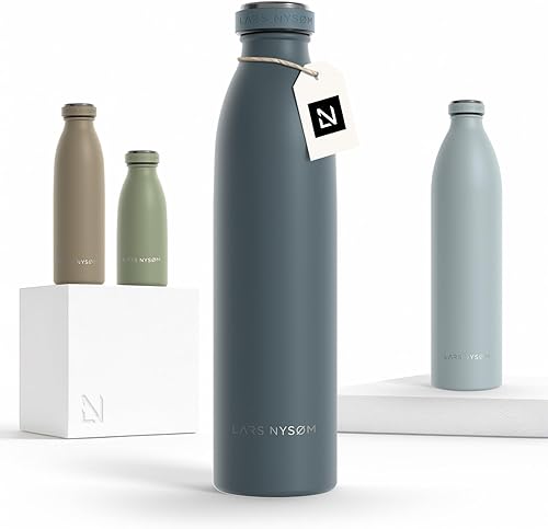LARS NYSØM Botella de agua aislada de acero inoxidable de 12 onzas, 17 onzas, 25 onzas, 34 onzas, 51 onzas, frasco térmico aislado para bebidas