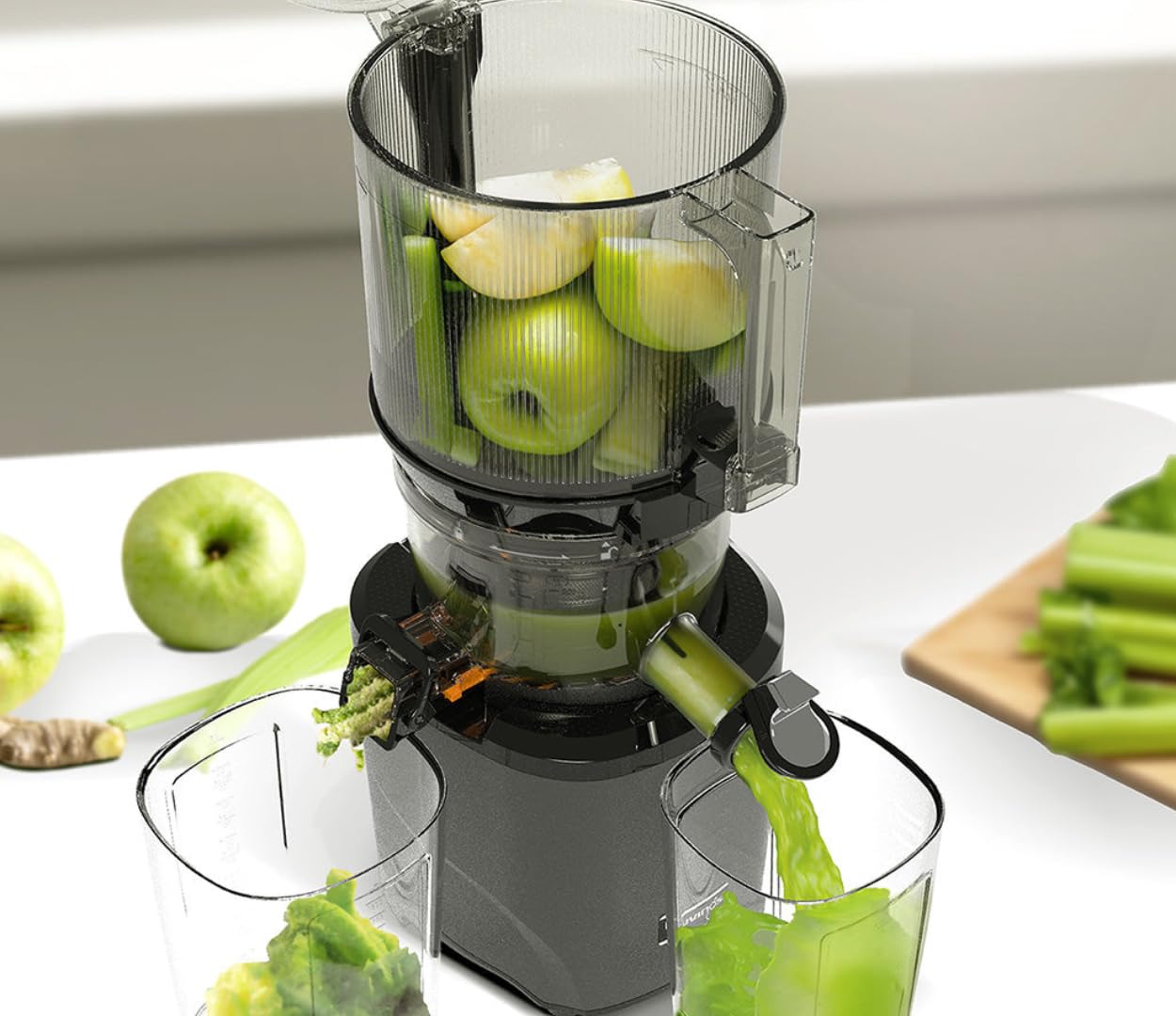 Kuvings Extracteur de jus AUTO10S avec 2 bouteilles en verre, découpe automatique, panier XXL 3L