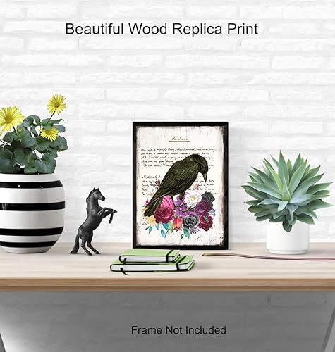 Miniatura 4 de Edgar Allan Poe Gothic Wall Art 11x14 - The Raven Goth Room Decor for Women - Shabby chic Bedroom, Living Room Decor - Wicca, Witch, Occult, Crow,