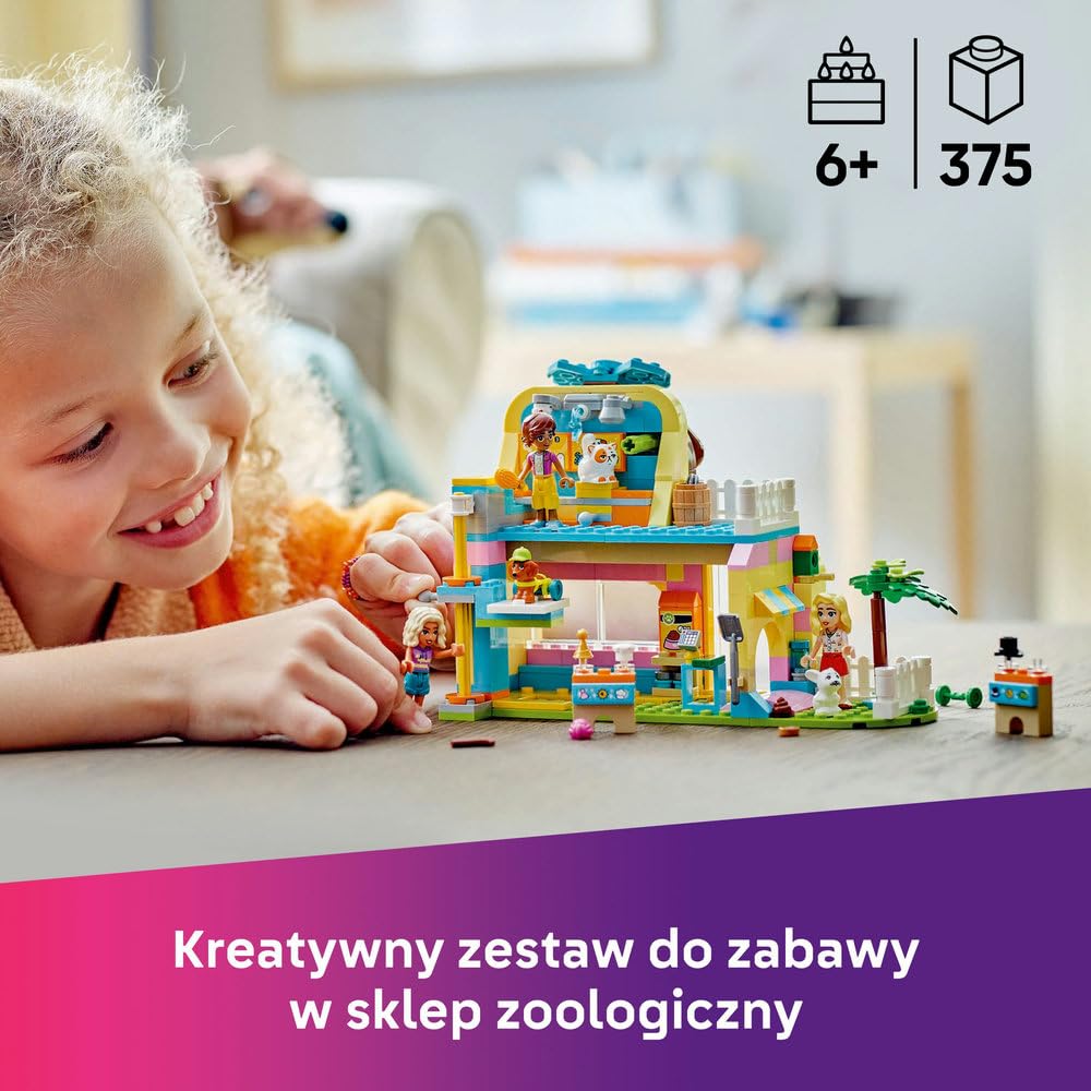LEGO Friends Sklep z akcesoriami dla zwierząt 42650 | Akcesoria dla zwierząt, zabawa w sklep, prezent dla dziewczynki i chłopca 6+, 375 elementów