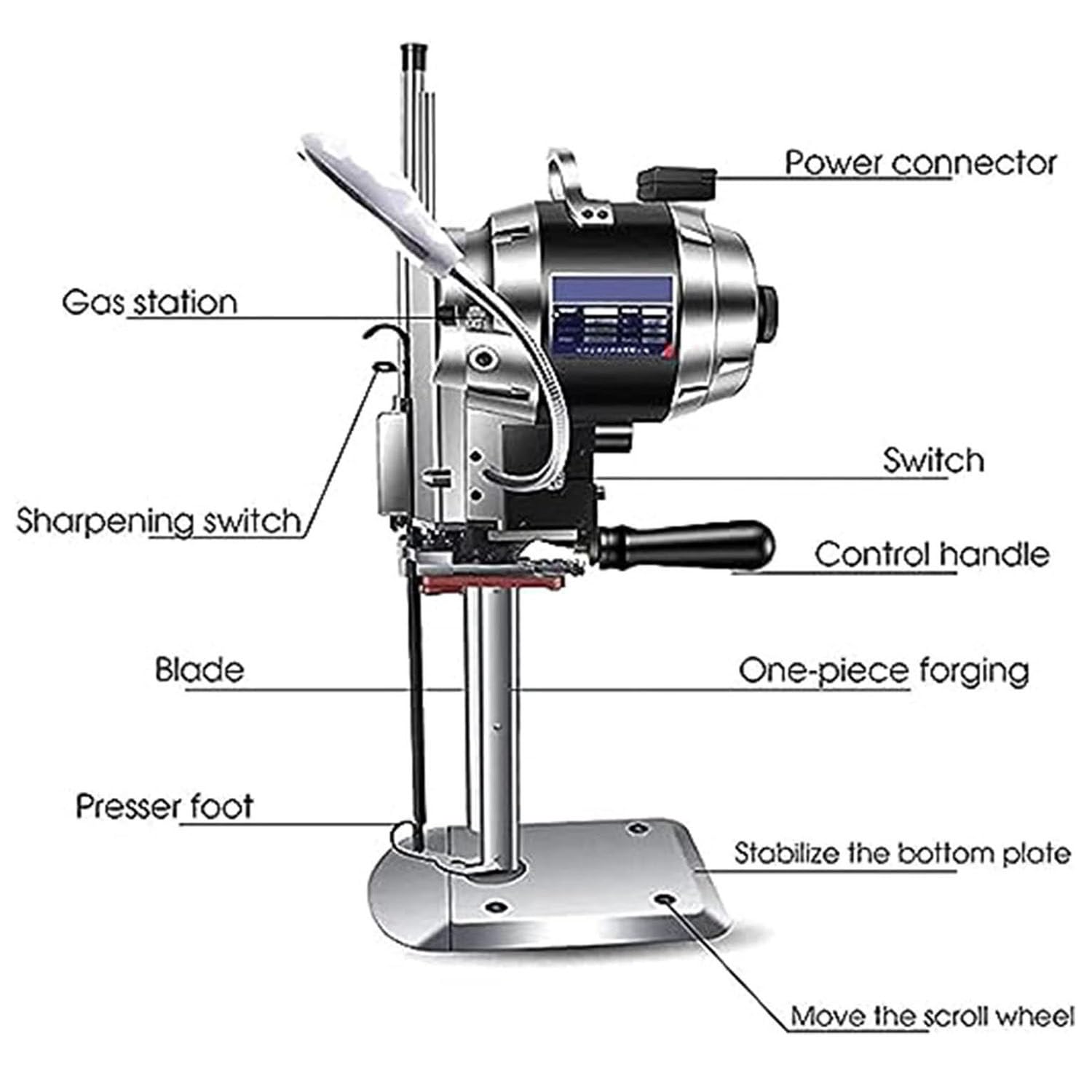 Máquina cortadora de tela, cortadora de tela eléctrica vertical con cuchilla recta, máquina cortadora de tela industrial con afilado automático de cuchillas,8in