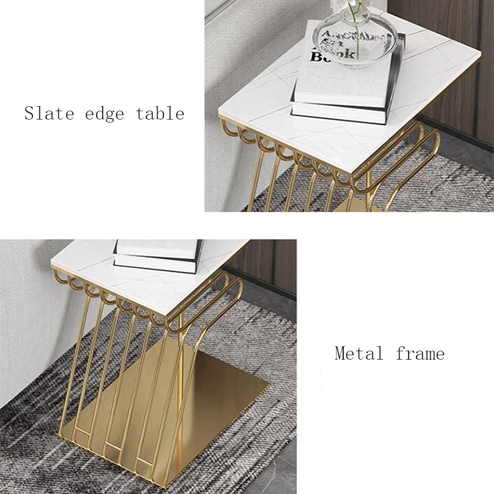 Side Table/End Table,Modern Square End Table/Side Table/Nightstand with Metal Frame Living Room Small 2 Tier Coffee Table Sofa Side Cabinet