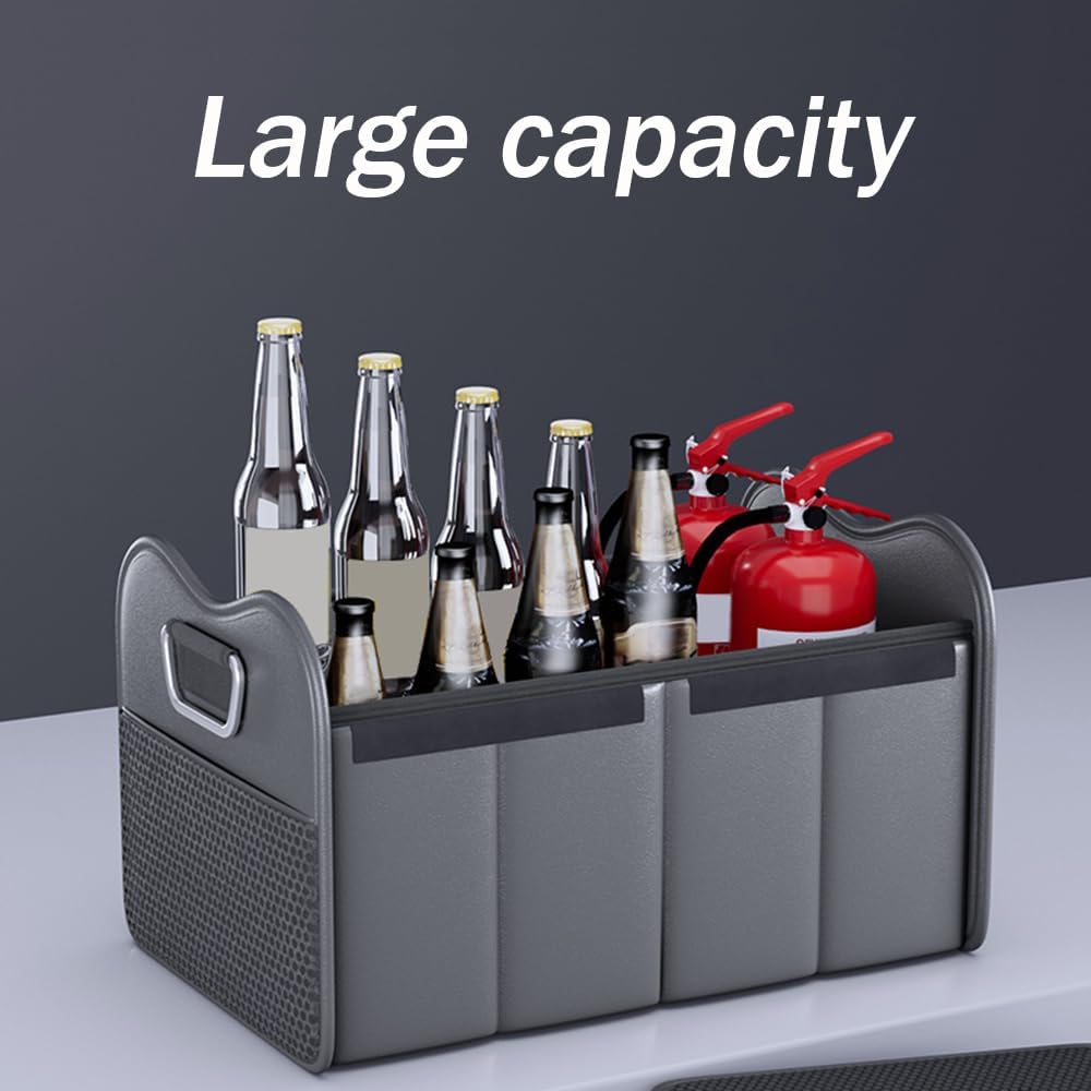 Car Trunk Organizer for Hyundai Ioniq 5 NE 2021-2026, With Expandable Compartments Lightweight Large Capacity Car Foldable Storage Box,Black-Large