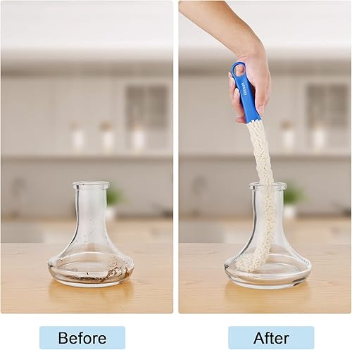 Miniatura 7 de Limpiador de botellas de 16.7 pulgadas, cepillo de espuma largo flexible, herramientas de limpieza para cachimbas, jarrones, decantadores, botellas