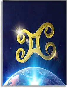Bathroom Wall Art Decor Bathroom Pictures for Wall Artwork 3D gemini zodiac symbol space light rays Framed Canvas Wall Art for Bedroom Dining Room Farmhouse 16