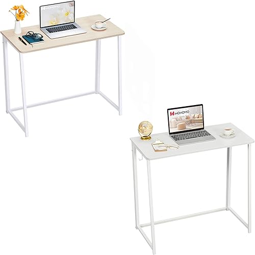 Miniatura 1 de WOHOMO Escritorio plegable, pequeño escritorio plegable de 31.5 pulgadas para espacios pequeños, mesa de computadora que ahorra espacio, estación de