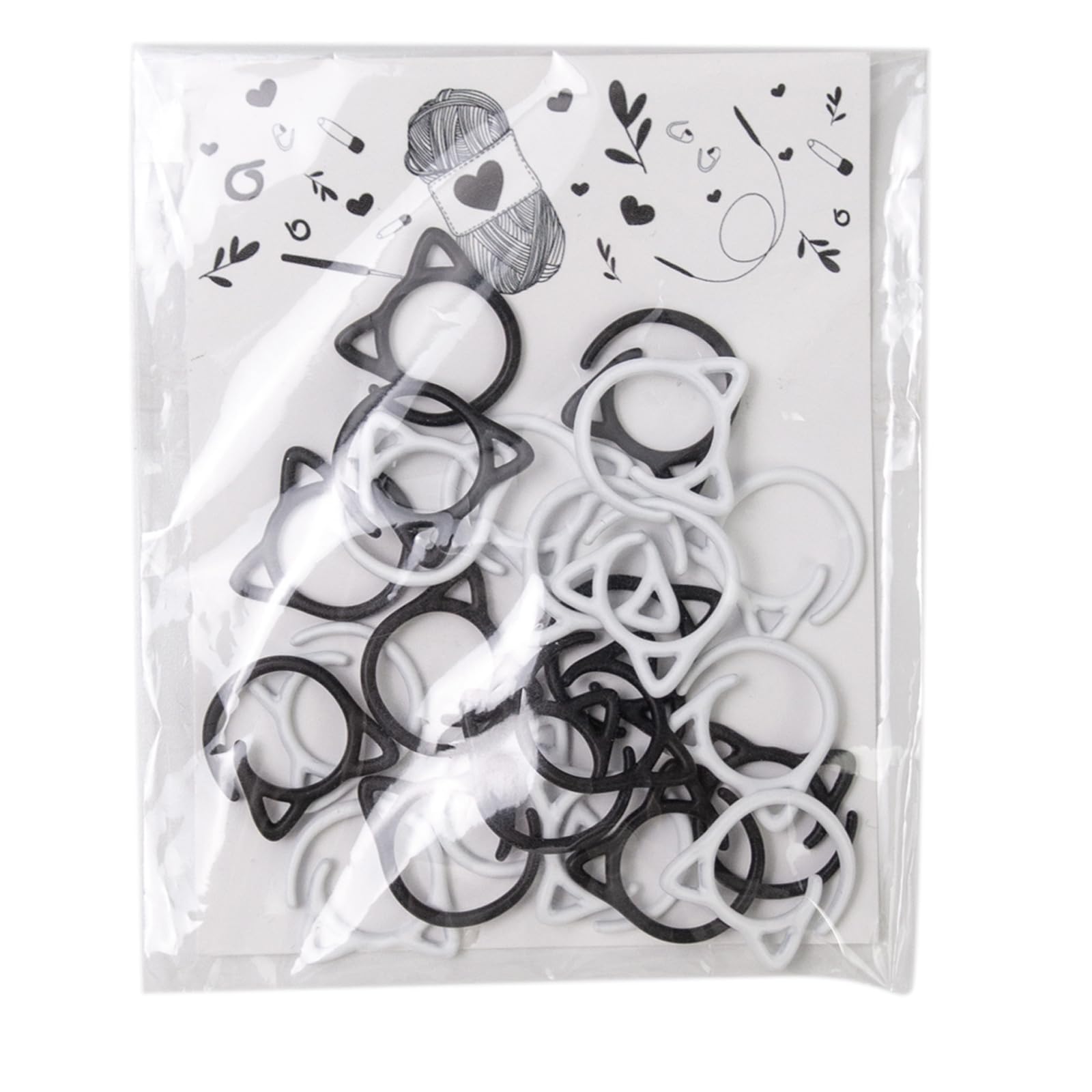 MINGLEA 24Pcs Cats Shaped Stitching Markers Metal Cotchet Locking Stitching Markers Rings for Knitting Crocheting Craft Project