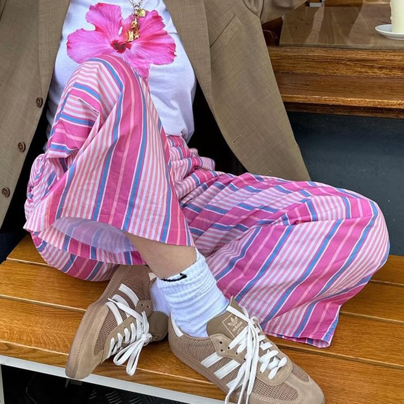 Women's Pants Elastic Waist Loose Pants for Women Summer Baggy Sweatpants Wide Leg Drawstring Sweatpants Womens4