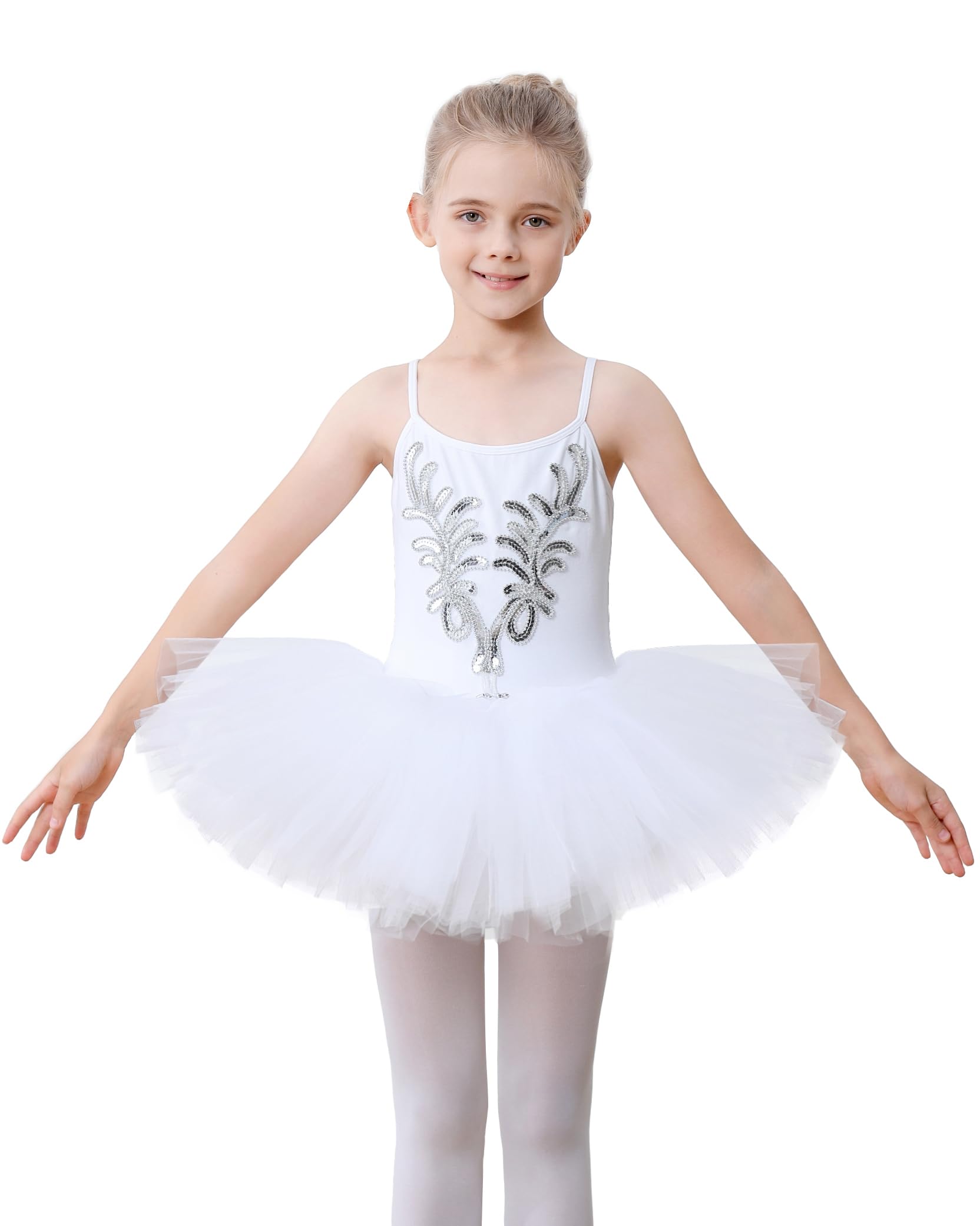 Robe de Ballet Danse Cygne pour Fille Vêtements Danseuse Justaucorps Danse Classique Fille Ballet Tutu