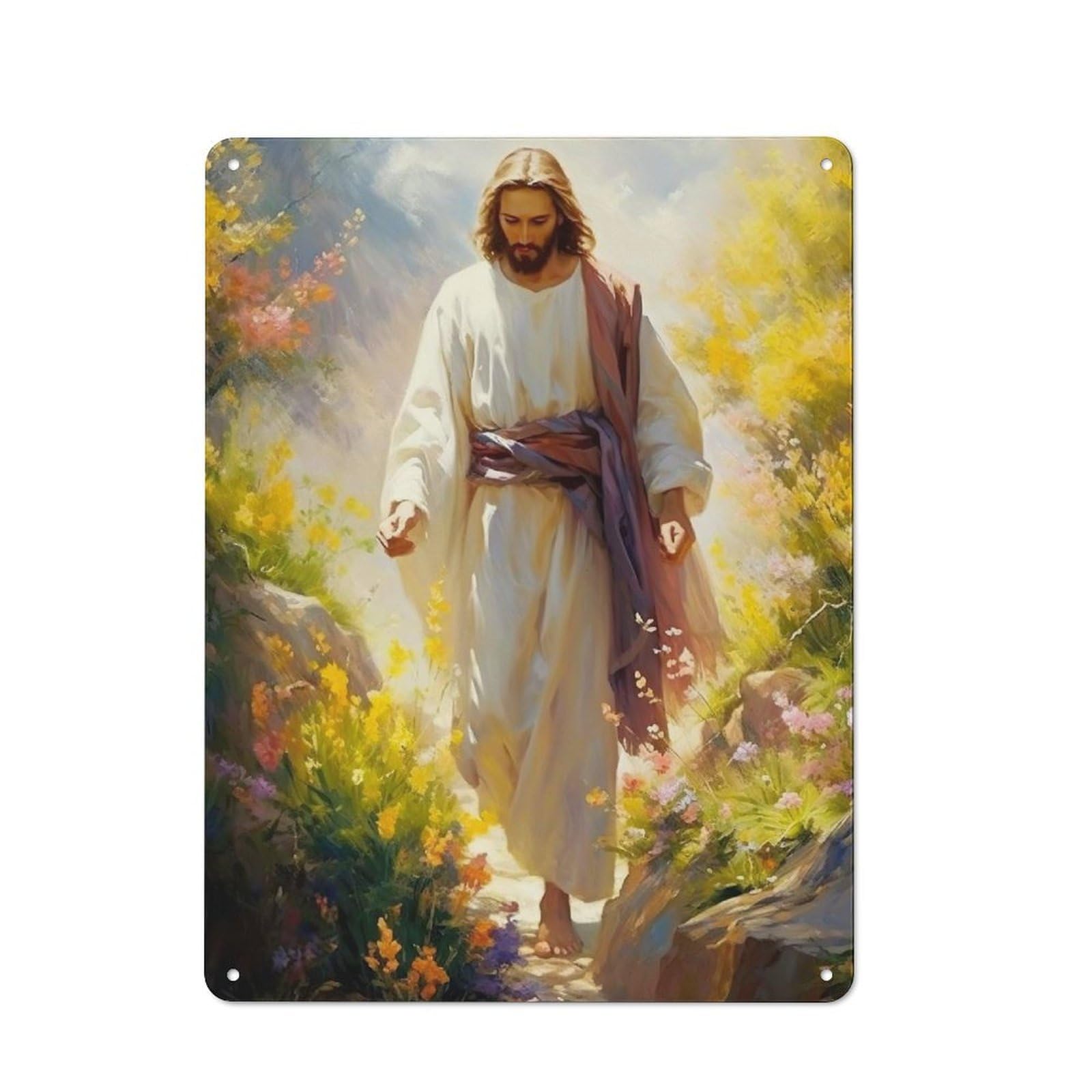 Junmoney Jesus Christ Watercolor Rustic Metal Wall Sign 40X30cm For Kitchen Or Home Bar, Suited To Home Bar Enthusiasts