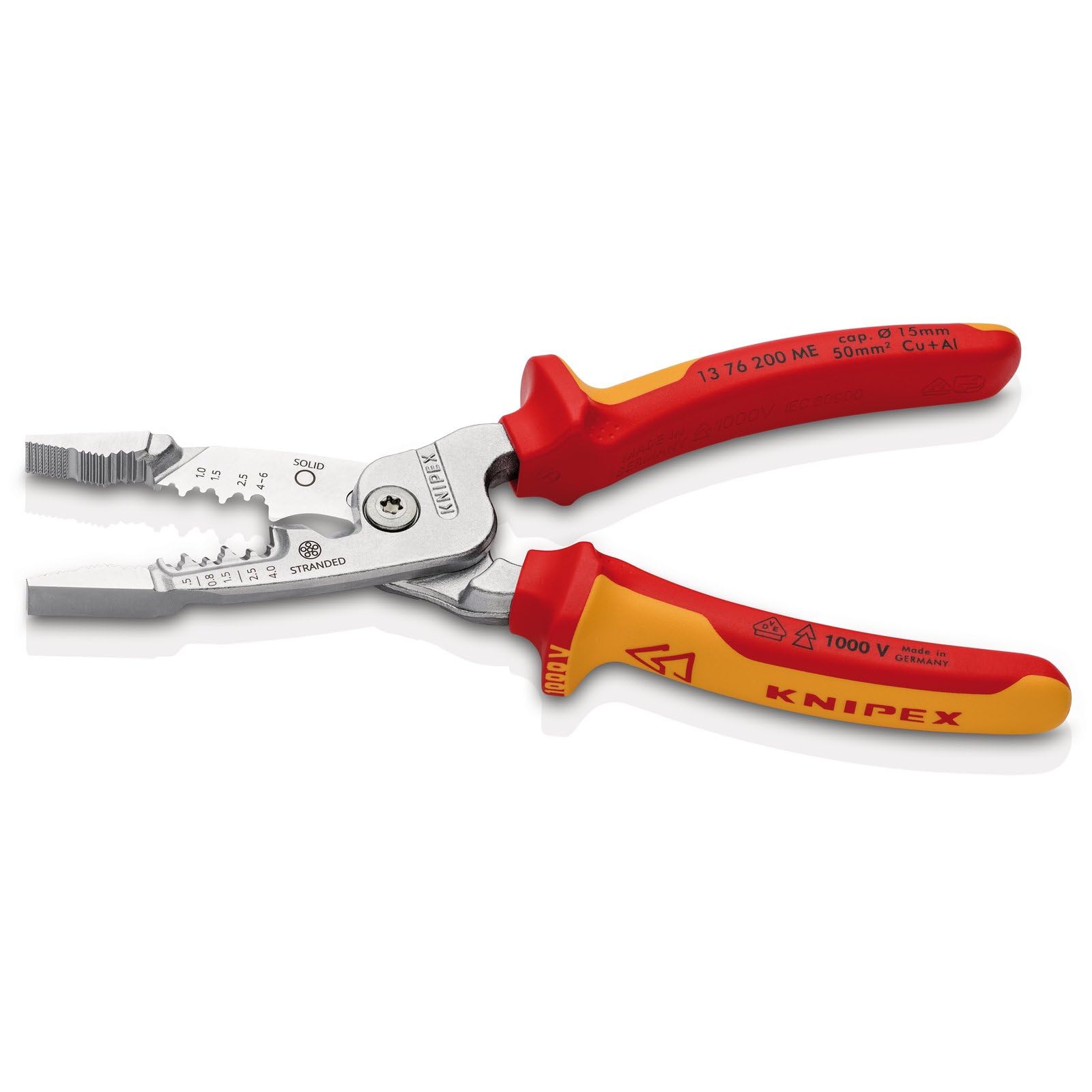 KNIPEX 13192 13 76 200 ME Wire Stripper Metric Version Insulated with Multi-Component Grips, VDE-Tested Chrome-Plated 200mm - Image 2