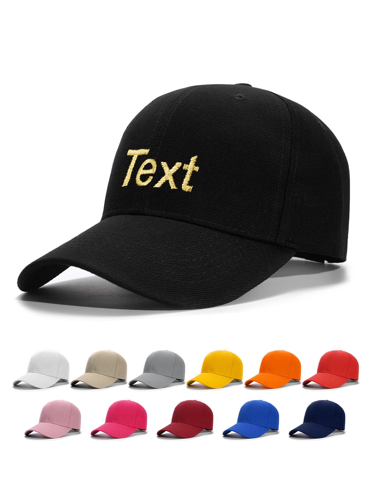 Custom4U Custom Embroidered Baseball Cap Trucker Hat Men Women Text/Logo