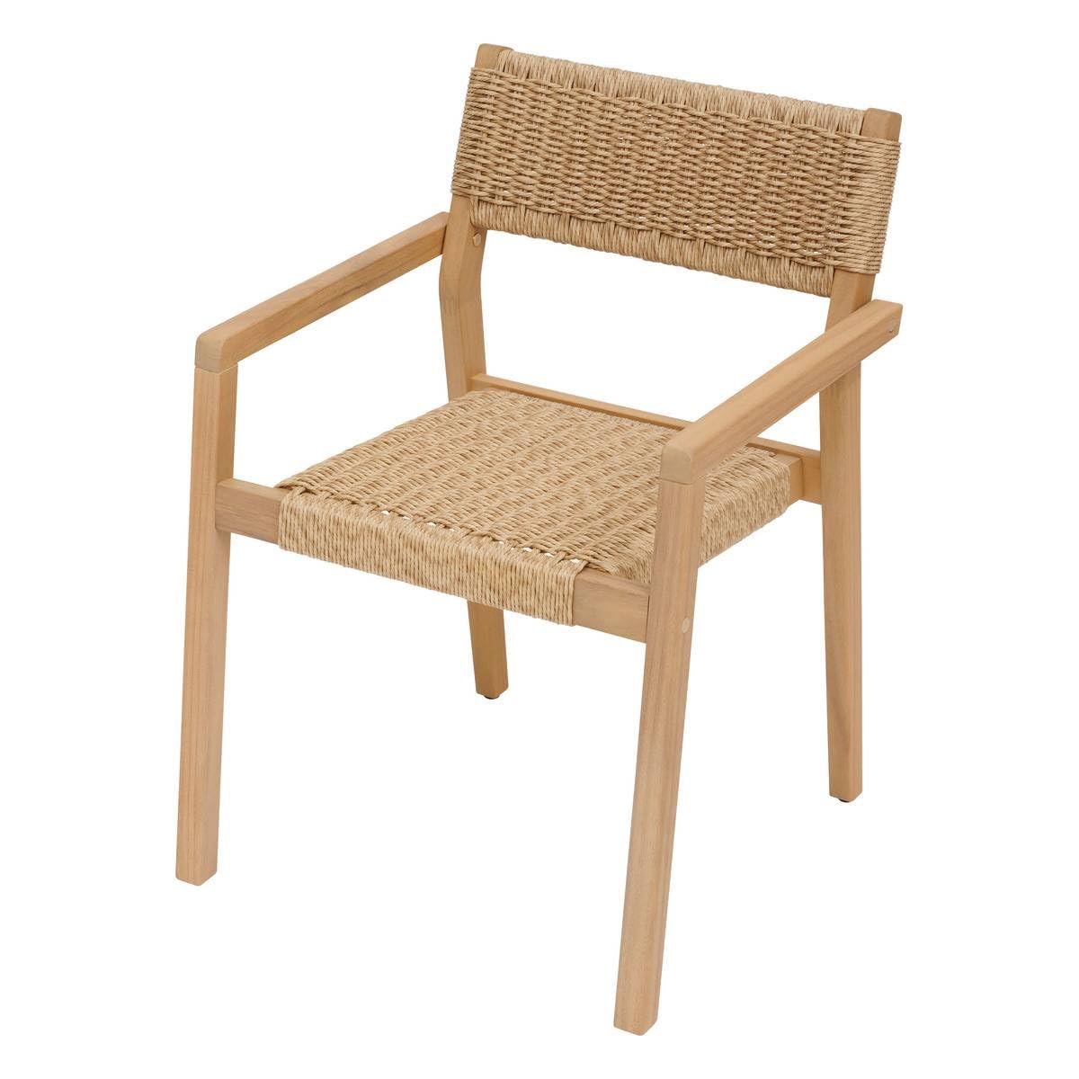 Hespéride - Juego de 2 sillones apilables Temeira Acacia Beige, de Resina sintética trenzada, fáciles de guardar, para jardín, terraza y balcón