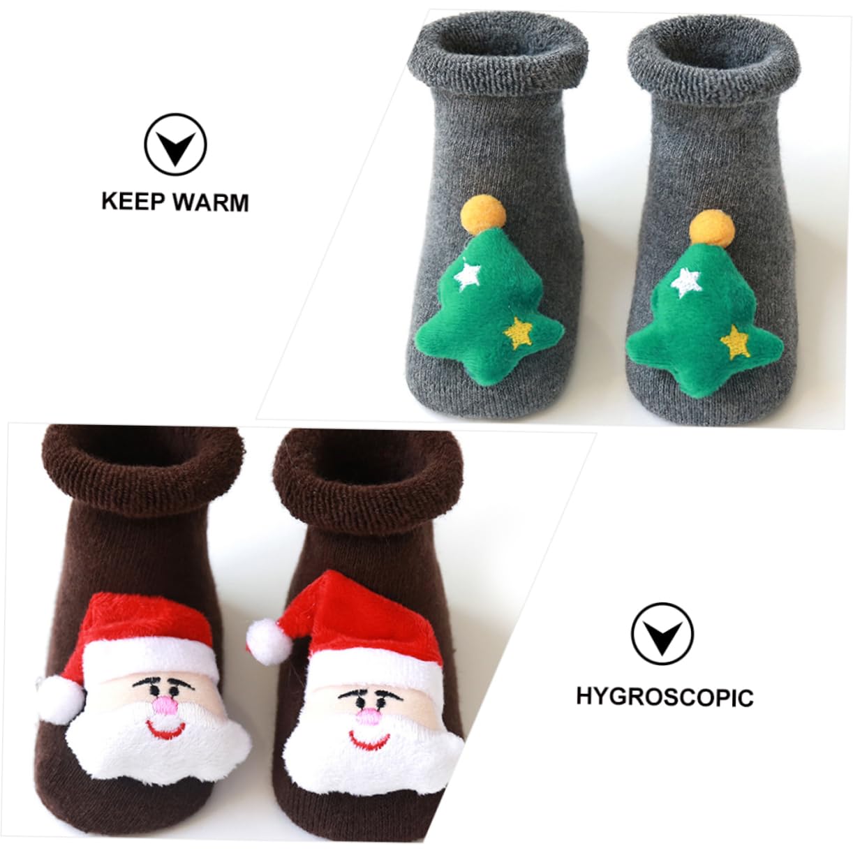 OUNONA 9paare Weihnachtsbaby-socken Für Winter rutschfeste Babysocken Warme Kinderstrümpfe Für Partys Und Geeignet Für Mit Mit Weihnachtsmann Mit Weihnachtsbaum