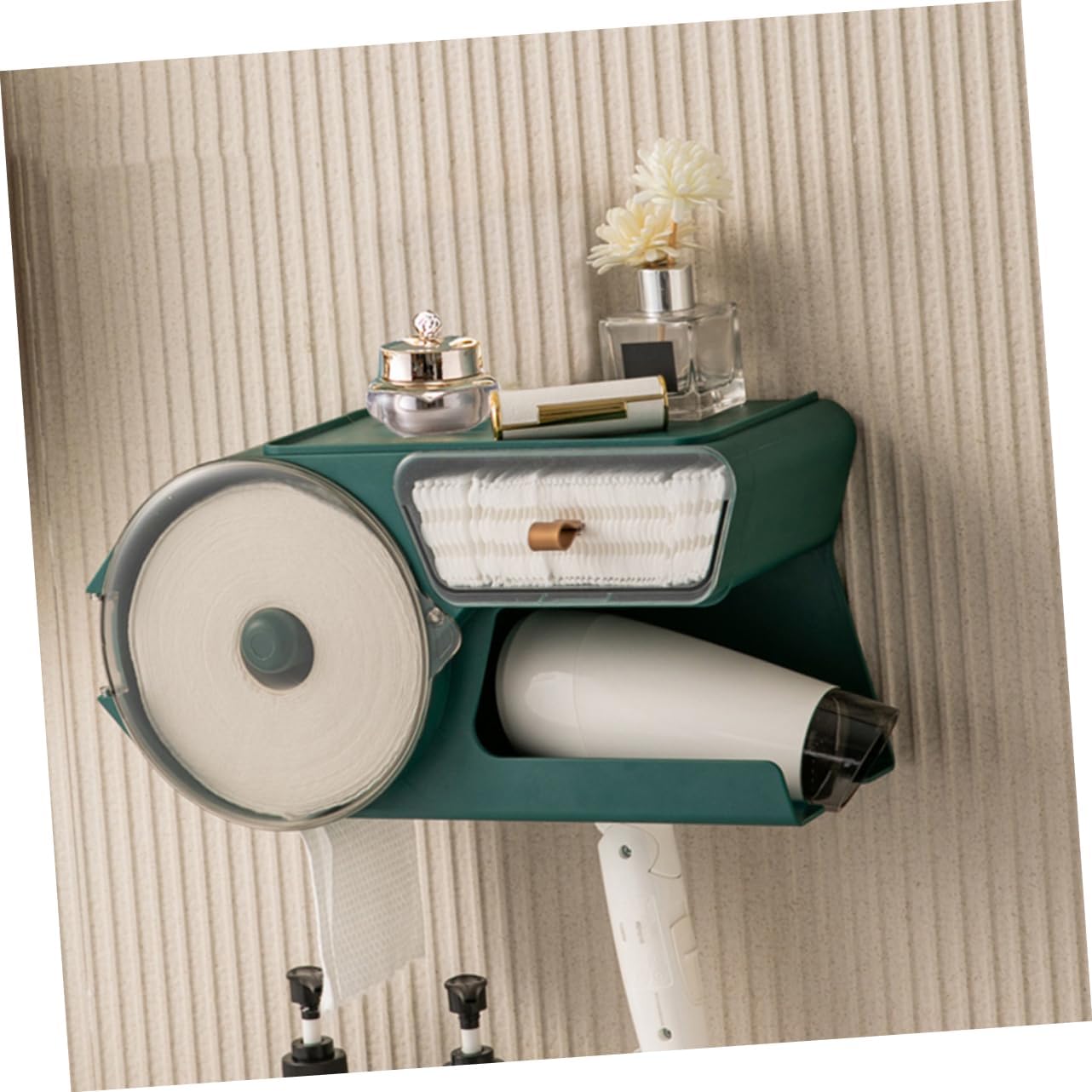Toilet Tissue Holder Paper roll Toilet Tissue Holder Tissue Storage Shelf Bathroom Wall Toilet Napkin Storage Organizer Towel Storage Rack roll Holder Corner The Hips White/502 (Color : Green, Size