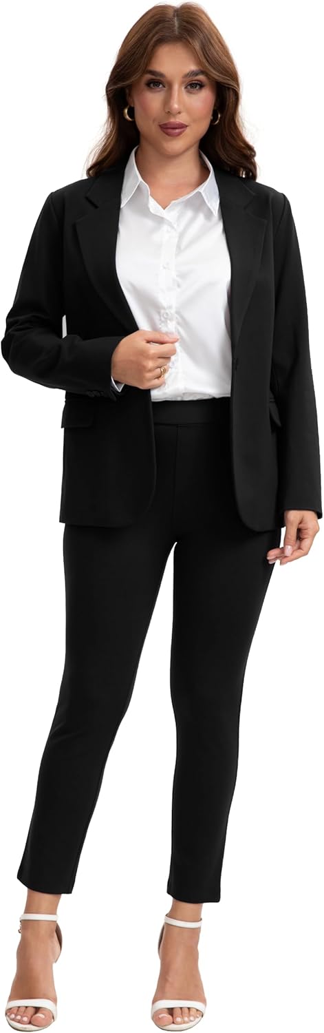 Women's Suit 2 Piece Set Slim Fit Professional Outfits Suits Long Sleeve Blazer Pants Suit Business Work Office