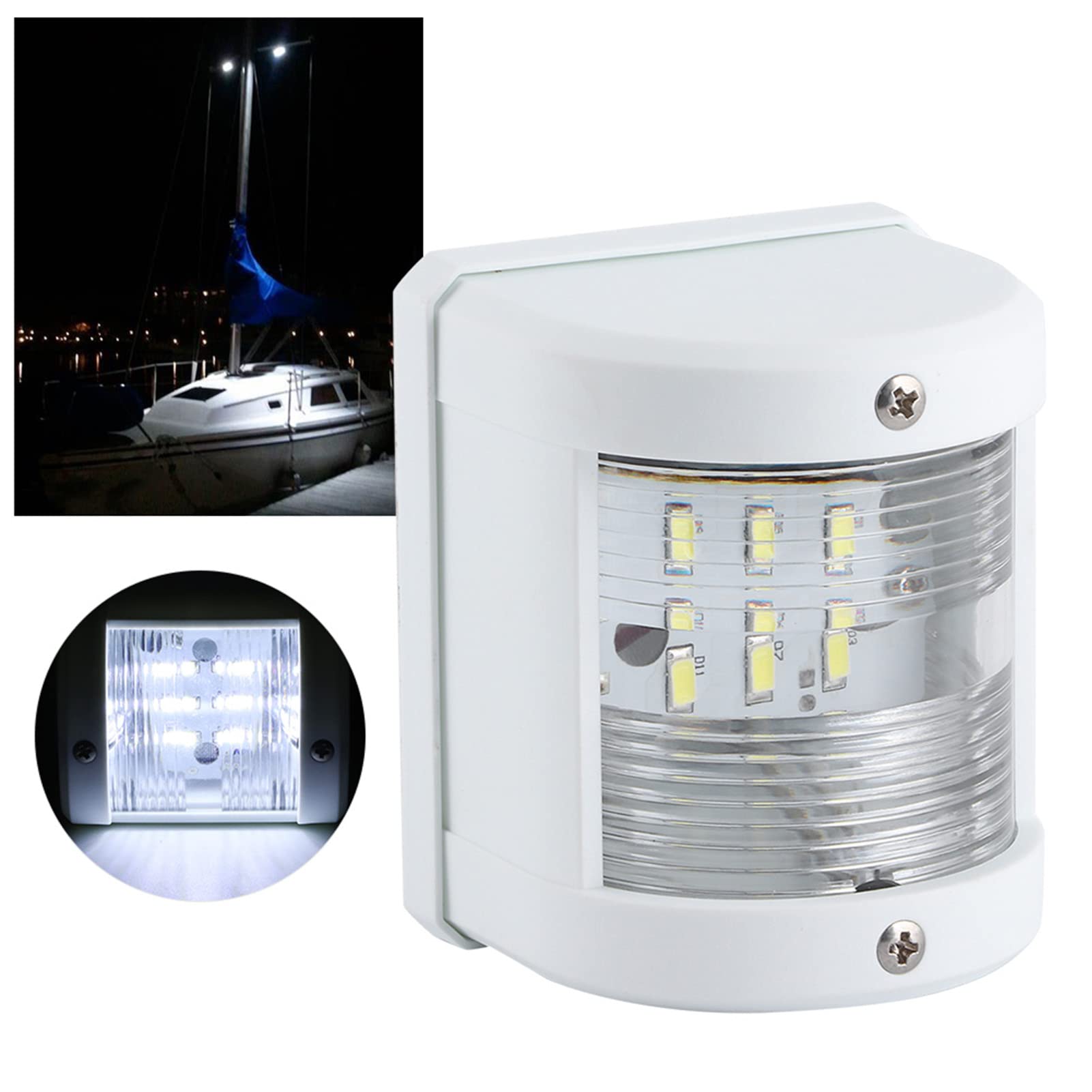 KIMISS Luce di Segnalazione per Barca, 12V/24V 135 Gradi 3W IP66 Lampada LED per Albero di Navigazione, Crociere e Pesca