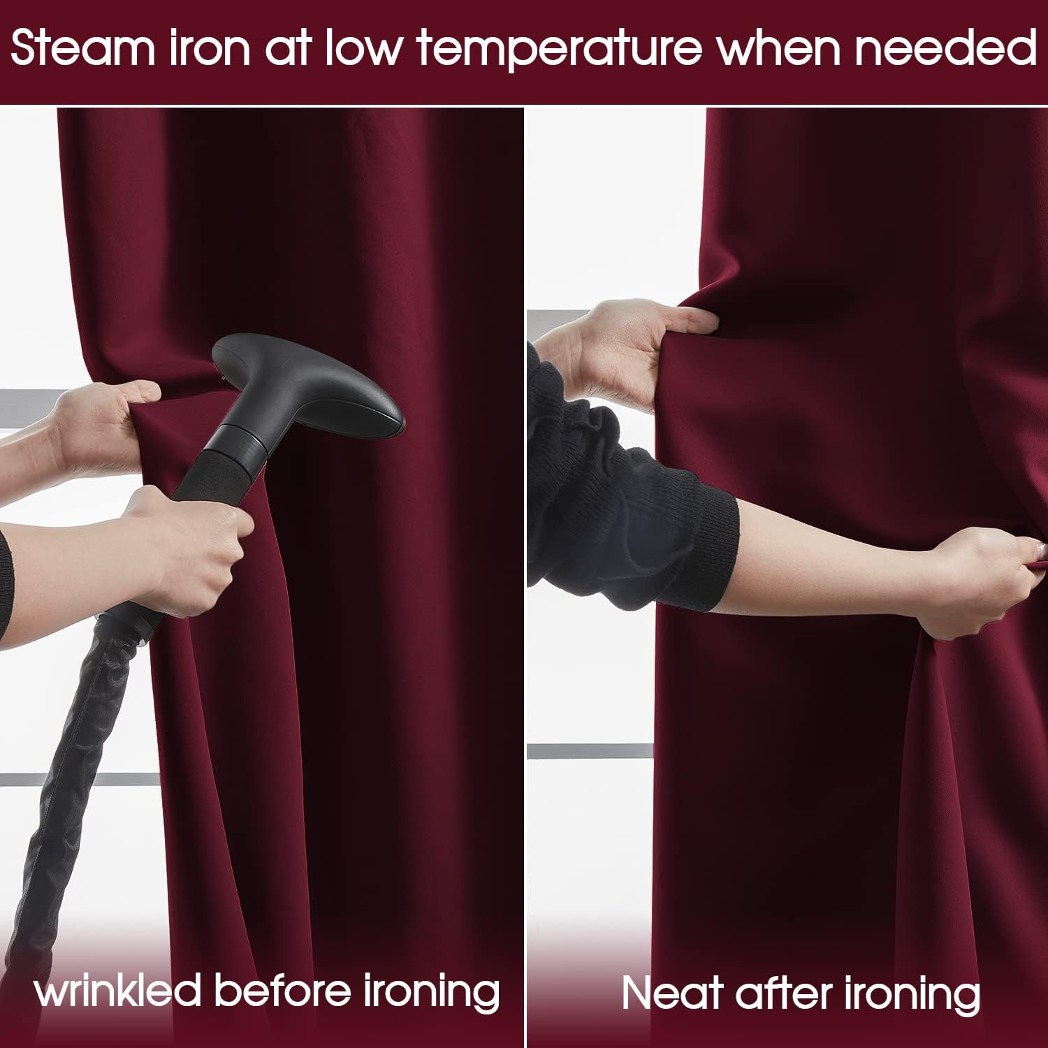 Rutterllow 52x54 inch Short Blackout Curtains for Living Room - Two Layers with Black Liner Grommet Top Noise Reduction Privacy Window Treatment Drapes for Bedroom/Kitchen (Burgundy Red, 2 Panels)