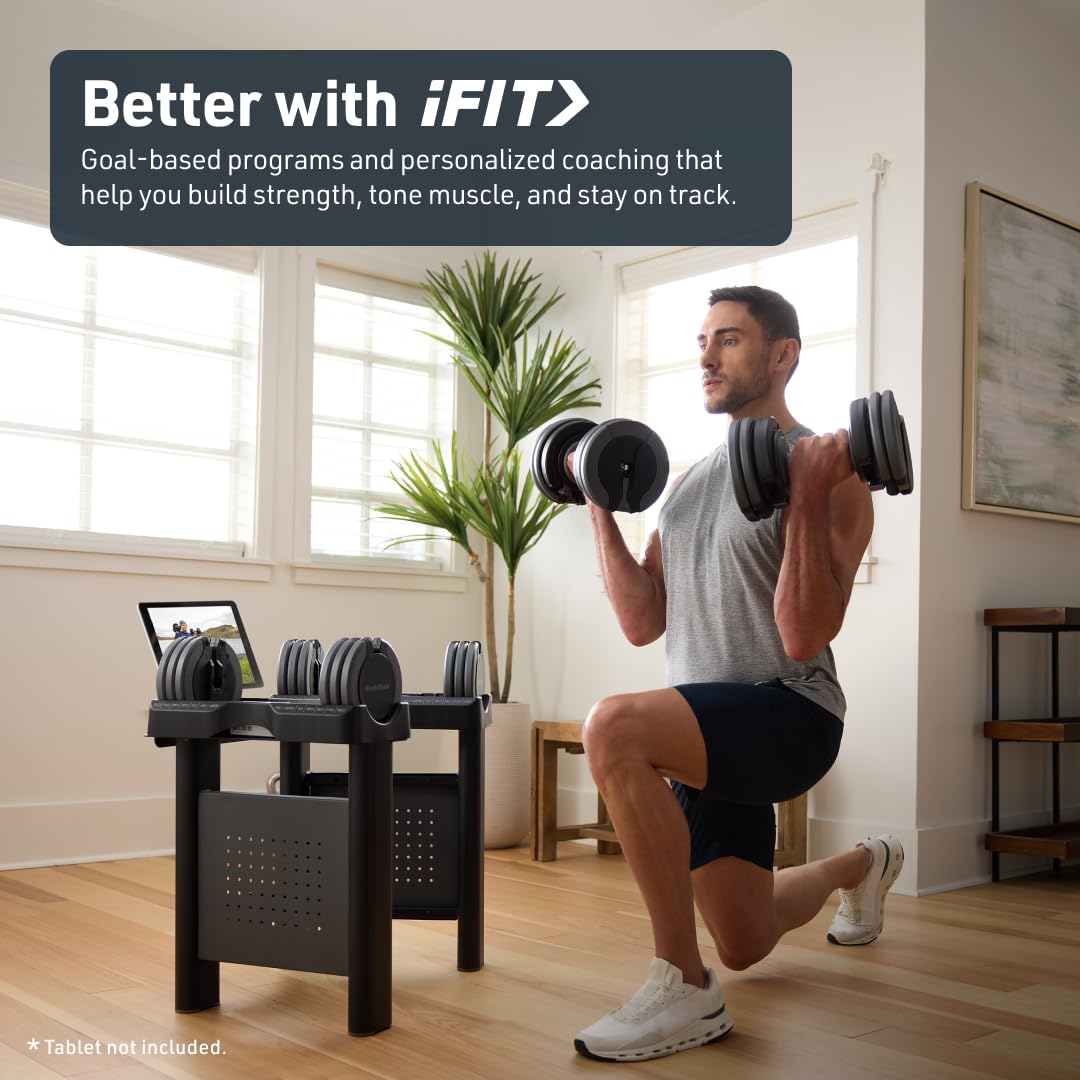 55 lb Select-a-Weight Dumbbell Pair with Universal Dumbbell Stand Bundle