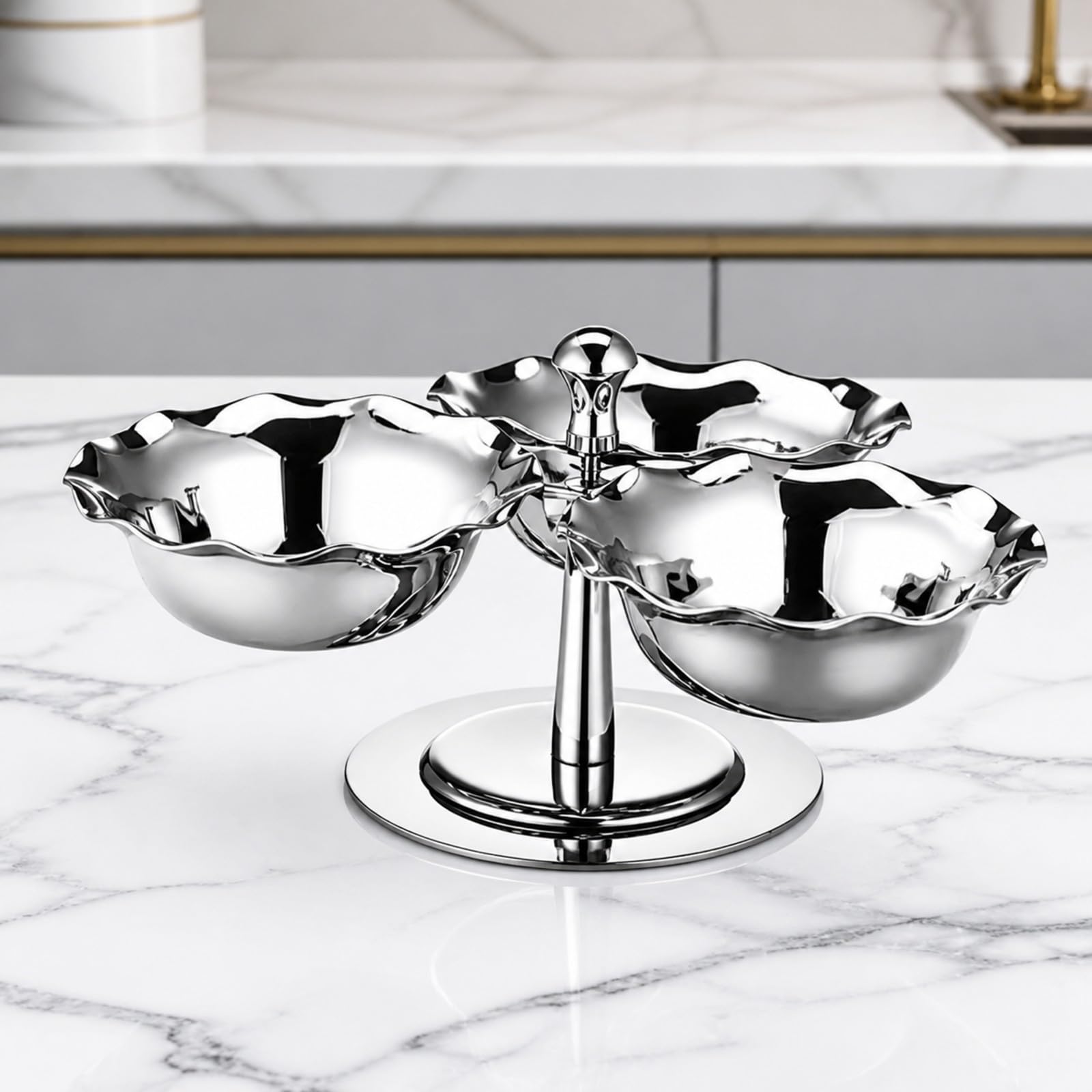 Soporte Giratorio Postres con Cuenco Estante Postres con Base Circular Multiusos Bandeja Pedestal Patas para Buffets,