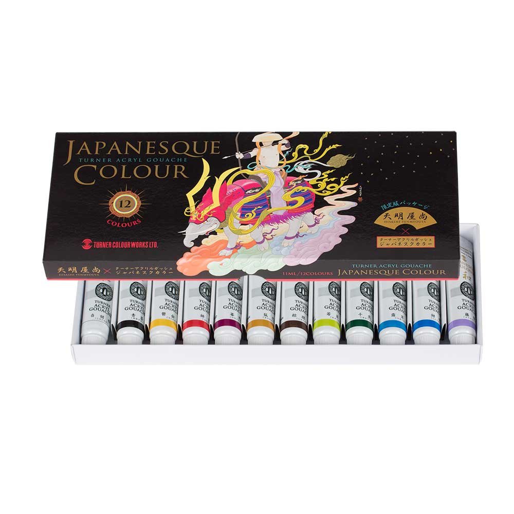 Turner Colour Works [Tenmyouya Special Edition] Japanesque Acryl Gouache Artist Paint- 11ml Tubes 12 Color Set