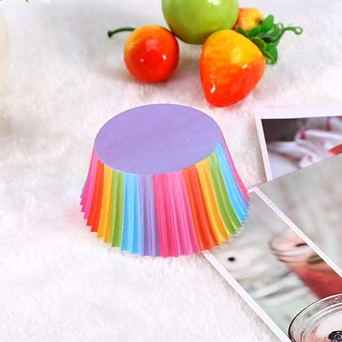 Miniatura 8 de Envoltorios para magdalenas, 100 unidades de arco iris brillante estándar para hornear cupcakes, papel para hornear magdalenas, cajas para pasteles