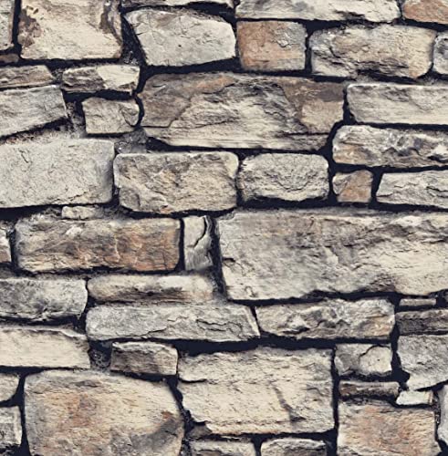 NextWall- Papel pintado despegable y adhesivo con imitación de piedra de Cornualles