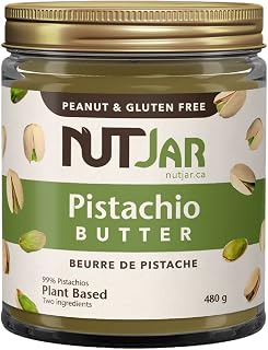 NutJar Premium Pistachio Butter 480 g, No Added Sugars, Colours or Preservatives, Vegan, Gluten Free, Keto Friendly, Made in Canada