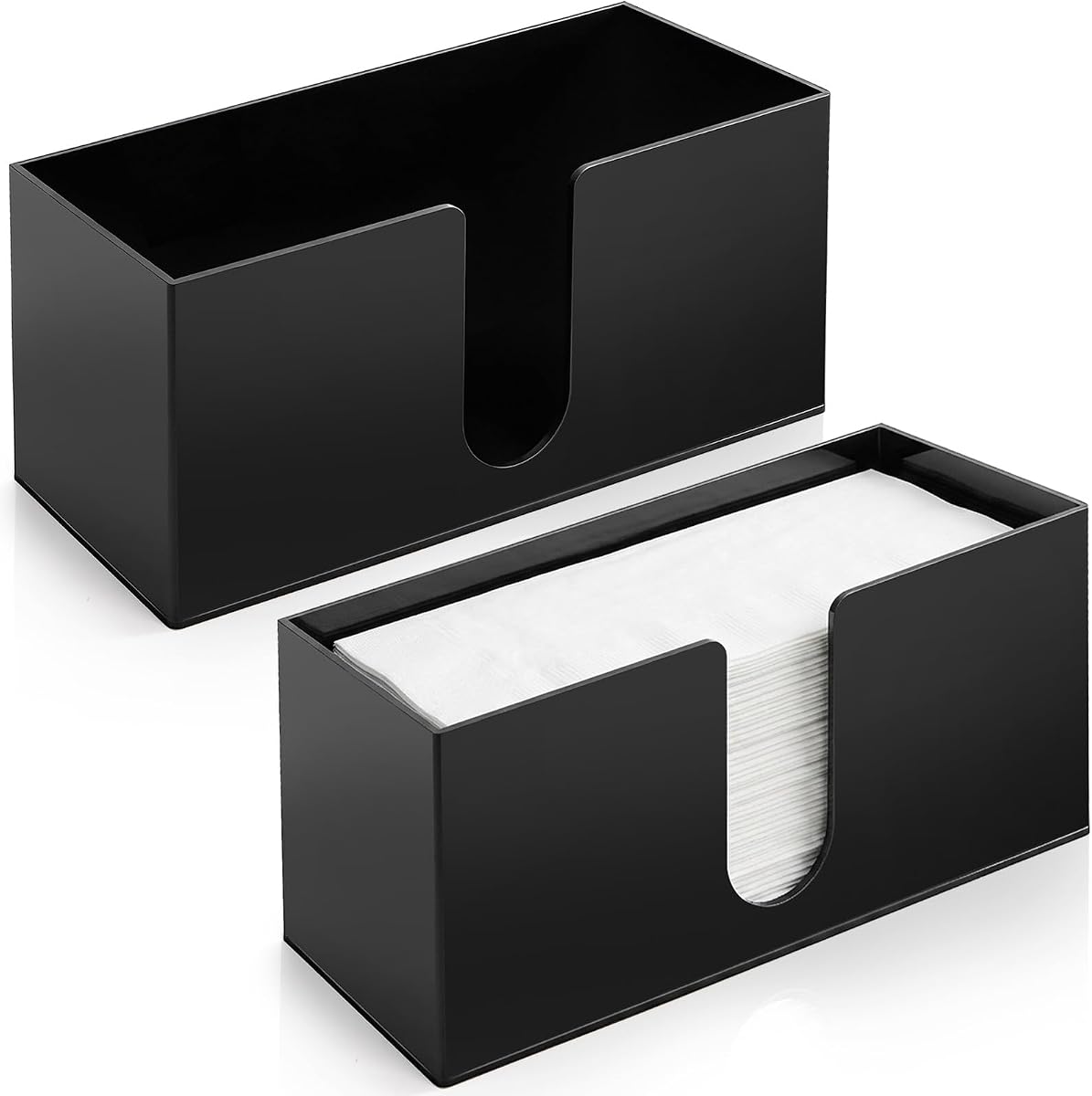 ZAVOOS 2 Pack Acrylic Paper Towel Holder, Suitable for Multifold Napkins | Black Countertop Napkin Dispenser for Z-fold C-fold Trifold, Hand Towel Storage Organizer for Bathroom, Toilet, Kitchen