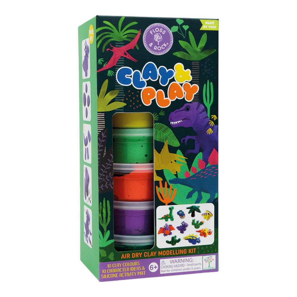 Floss & Rock Dino Clay & Play Set pour s'amuser calmement le mercredi après-midi