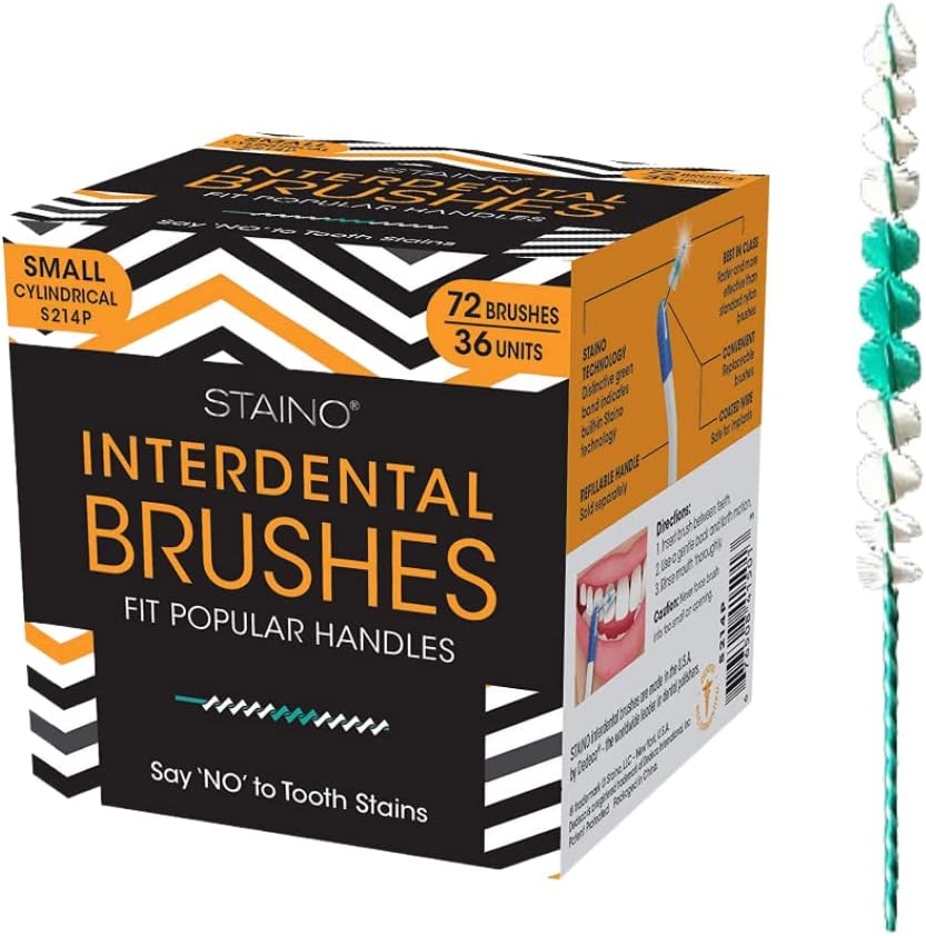 Staino Interdental Brush Refills, Microfine Minis, Small Cylindrical, 72 Brushes/36 Units Per Box