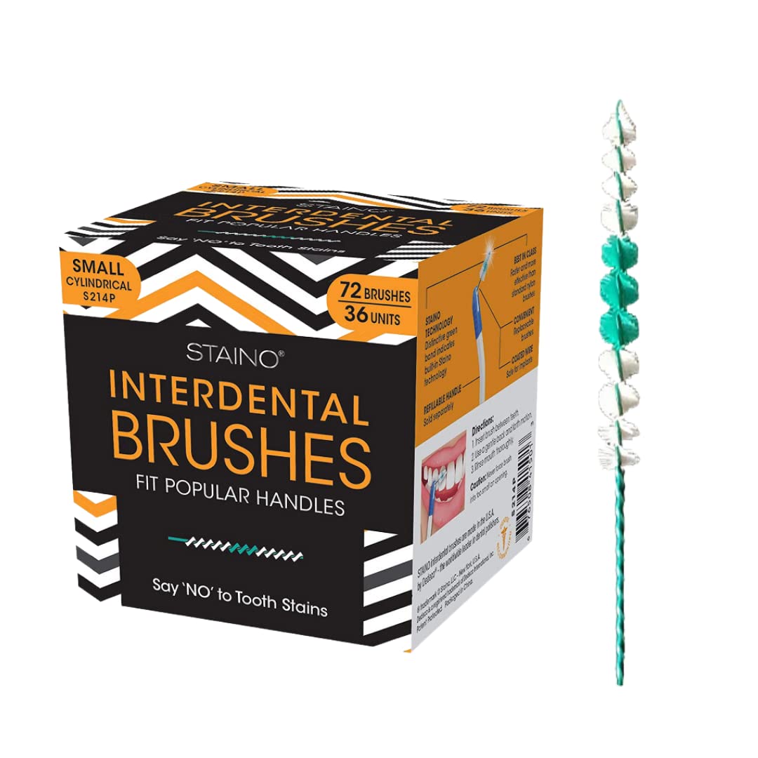 Staino Interdental Brush Refills, Microfine Minis, Small Cylindrical, 72 Brushes/36 Units Per Box