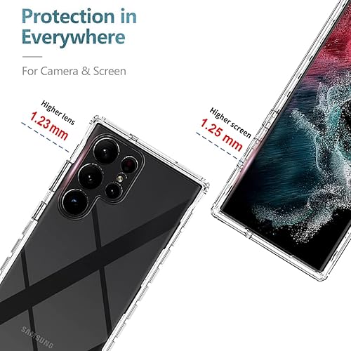 Miniatura 2 de Funda para Galaxy S23 Ultra con protector de pantalla de vidrio templado, suave 360 de cuerpo completo, a prueba de golpes, híbrida, transparente,