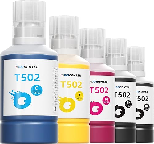 OFFICENTER Botellas de recarga de tinta T502 502 de alta capacidad para EcoTank ET-4760 ET-2760 ET-2750 ET-4850 ET-3760 ET-2850 ET-3710 ET-3850