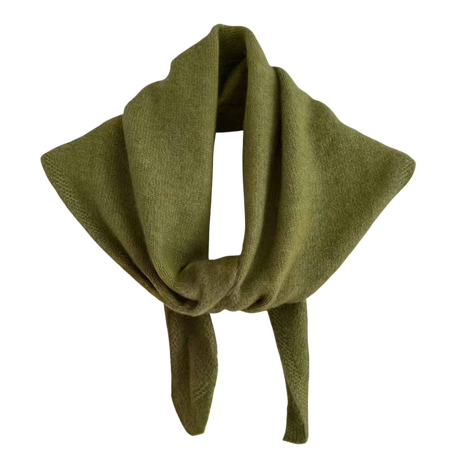Nievajio Women's Green 1 Piece Stylish Knitted Scarf, Knitted Triangular Scarf In Wool Blend For Lightweight Streetwear Scarf And Bandana