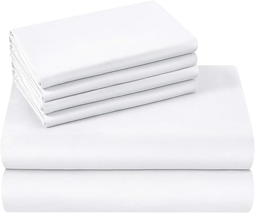 Miniatura 6 de HOMEIDEAS Sábanas de hotel de cama tamaño queen (blanco y gris)