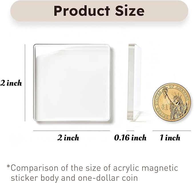 20 Imanes de Acrílico Transparente 5x5 cm con Adhesivo miniatura 3