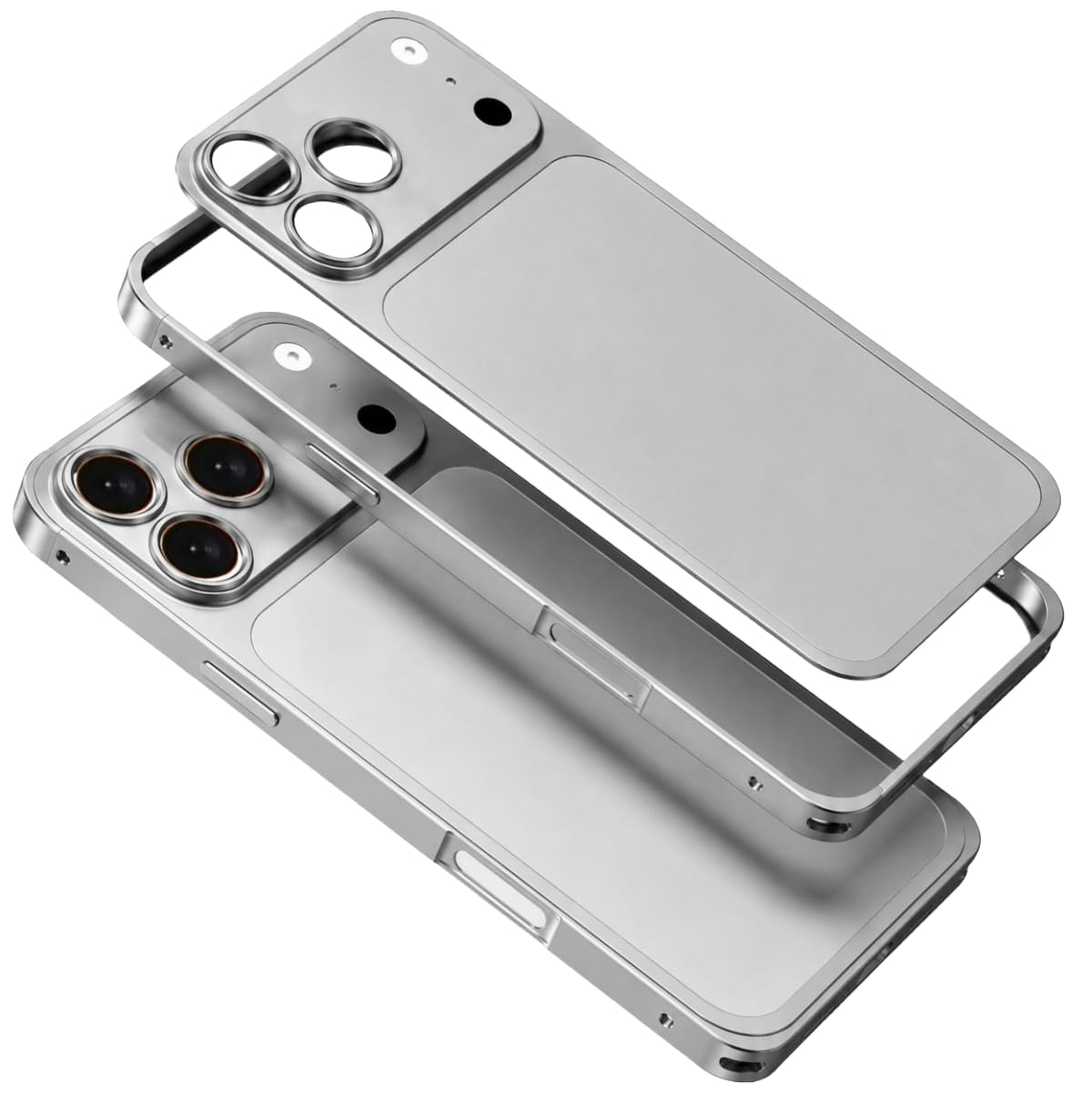 Hard Metal Converter KIT for i Phone 13/14/15/16 Pro Series into 17 Pro Max Look, Metal Backsheet + Frame, Shockproof (Silver, i Phone 14 Pro Max to 17 Pro Max)-picture-19