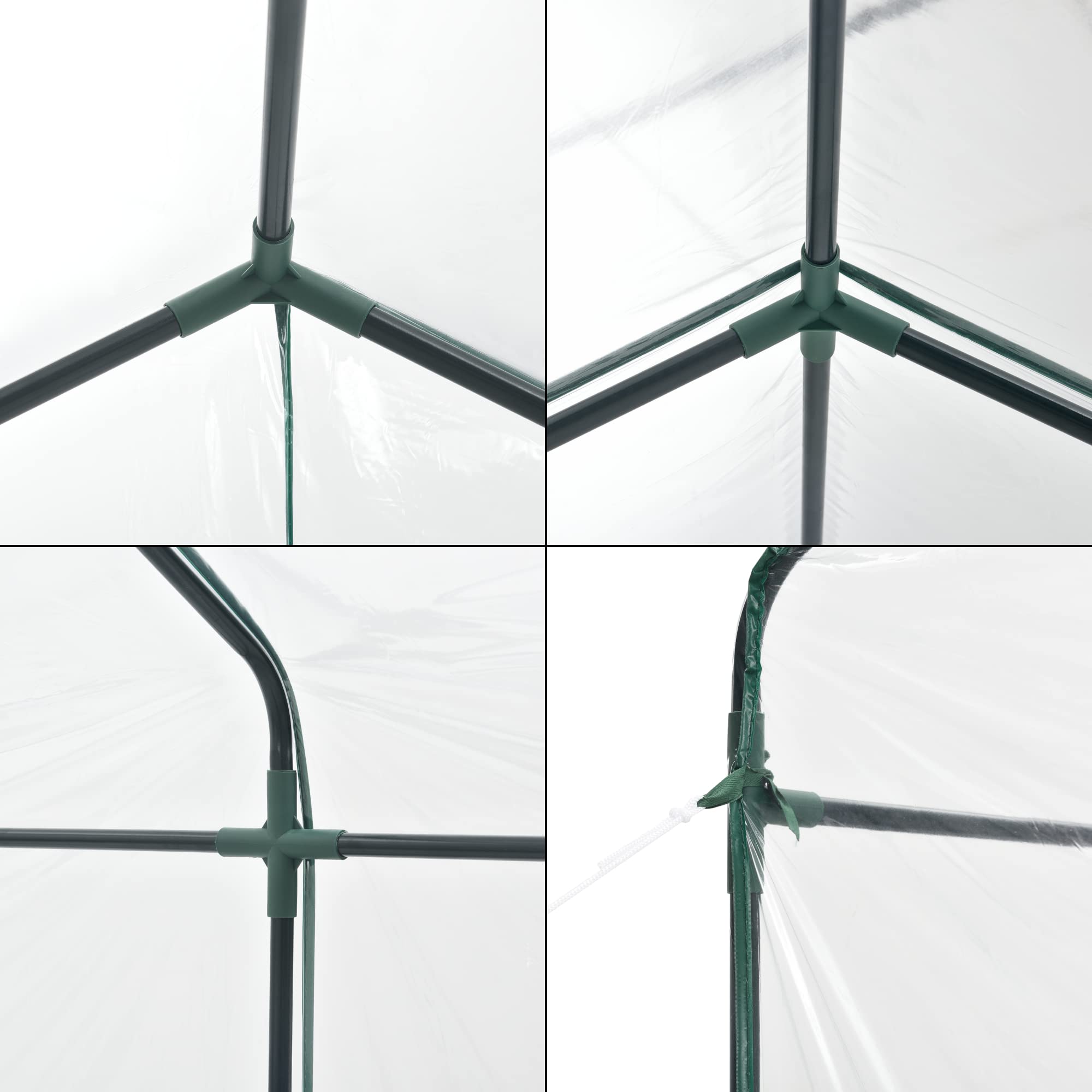 Serra da Giardino con 6 Ripiani (LxPxA) 200 x 200 x 220 cm Copertura in PVC e Telaio in Acciaio - Apertura Porta con Zip - Forma di Casetta