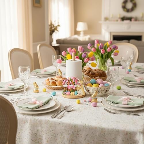 Miniatura 7 de Toallero de papel de bambú con 11 juegos de letreros intercambiables de vacaciones, decoración rústica de cocina  Soporte de encimera de temporada