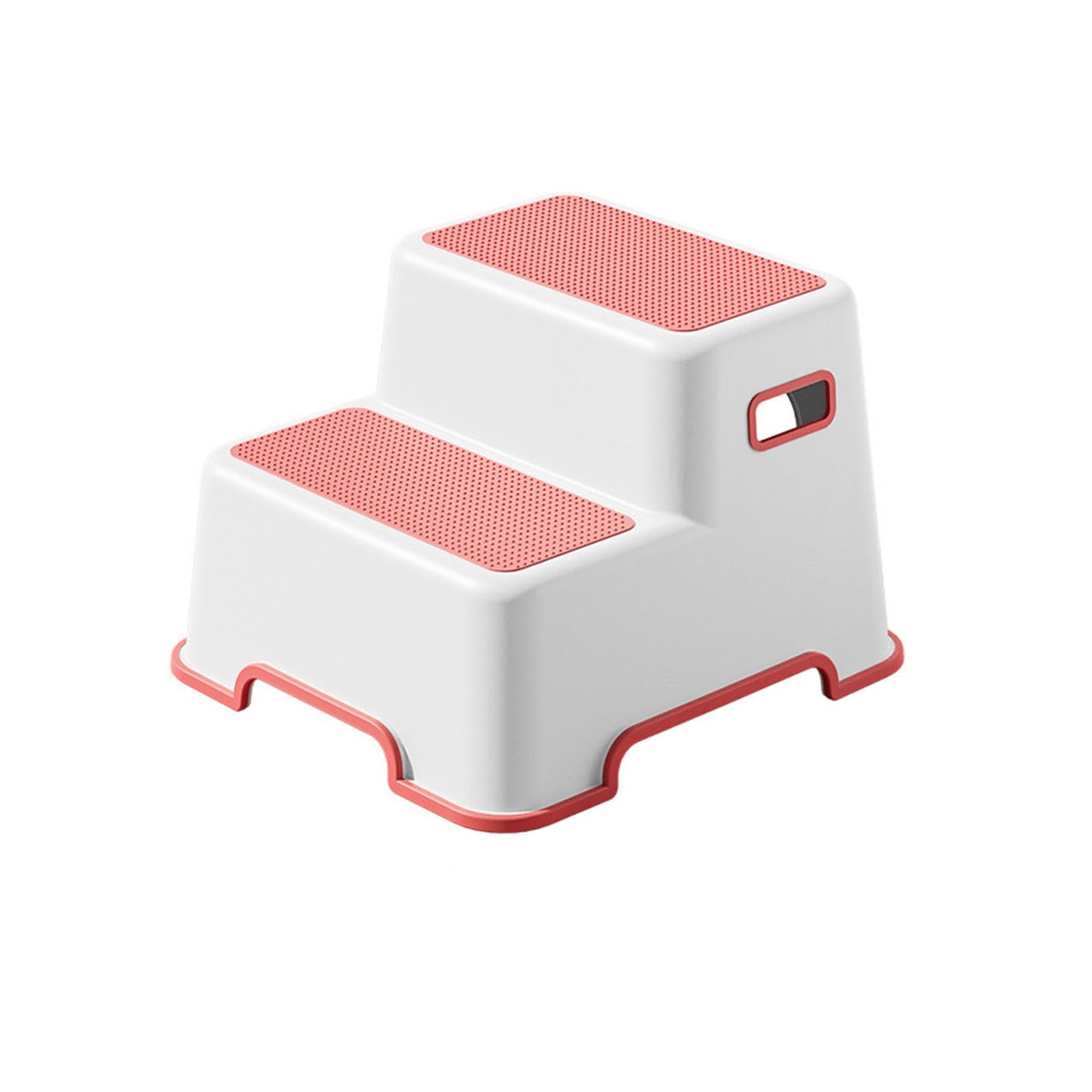 Escalón para niños pequeños, para entrenamiento de ollas, patas de goma antideslizantes, diseño reclinado, seguro para baño y cocina, color rojo, uso universal