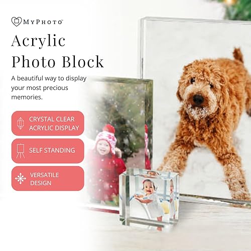 Miniatura 2 de MyPhoto Bloque de fotos personalizado en bloque acrílico de 1 pulgada de grosor  Sube tu propia foto  Regalo personalizado para aniversario,