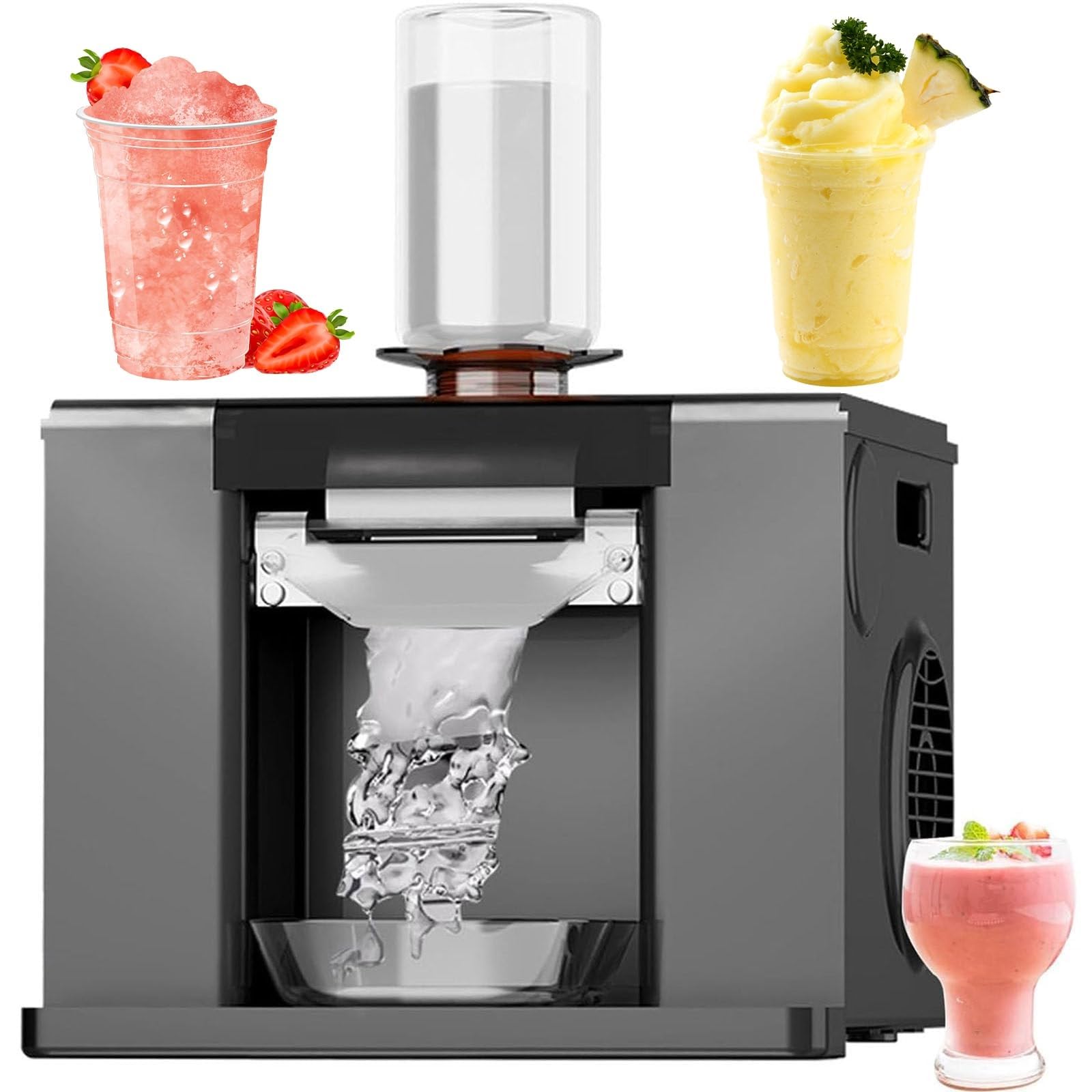 Générique Machine à Glace pilée, Machine à Flocons de Neige Automatique, Refroidissement Rapide en 60 Secondes, réservoir de 350 ML pour Boissons Froides, Restaurants, Salons de thé et Maisons (Noir)