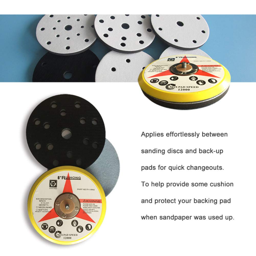 Almohadilla de interfaz blanda 6"15 agujeros Almohadilla de amortiguación de 150 mm Piezas de herramientas eléctricas para pulido y rectificado - Gancho y bucle