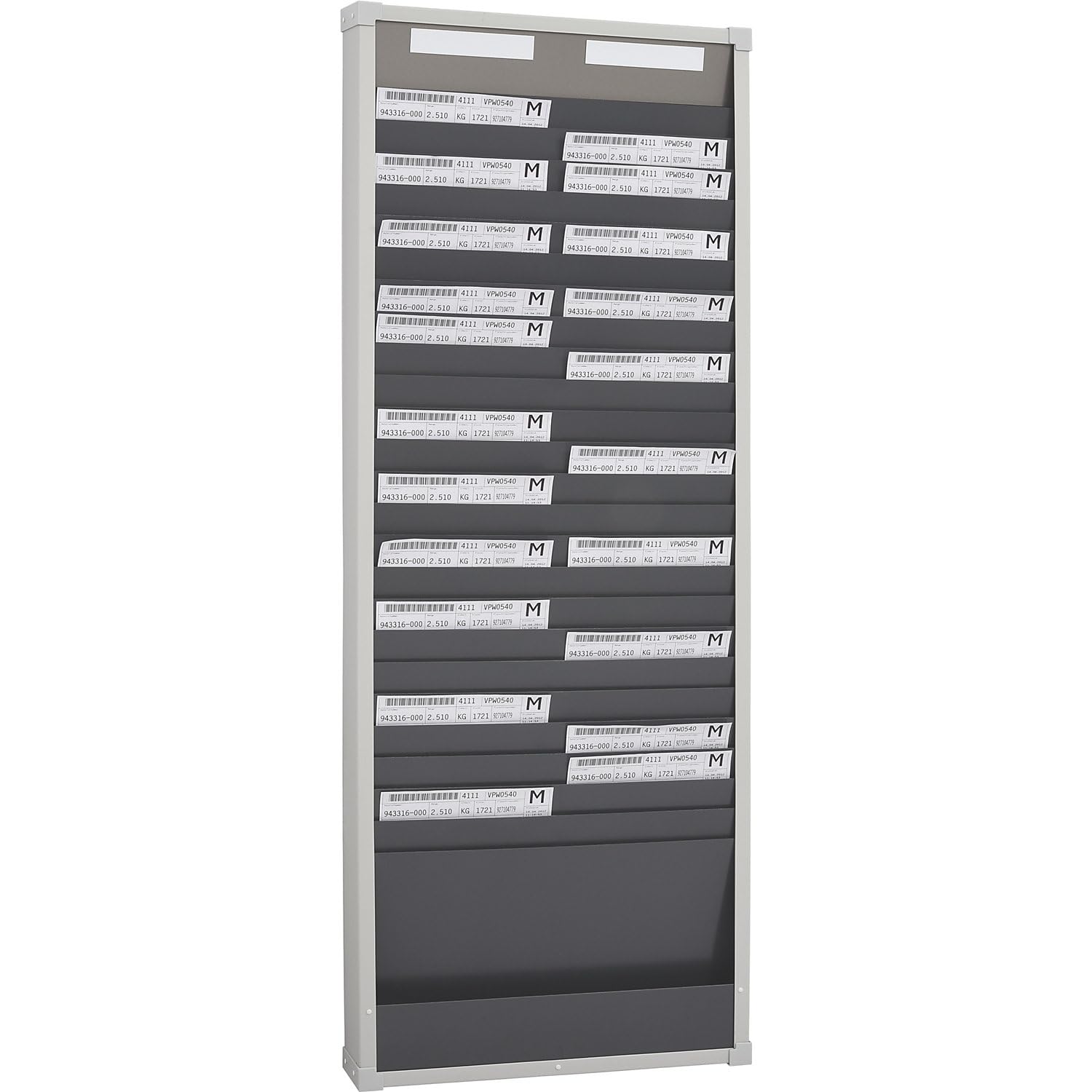 Panel modular clasificador para documentos, 25 compartimentos, altura 1350 mm, con 2 hileras.