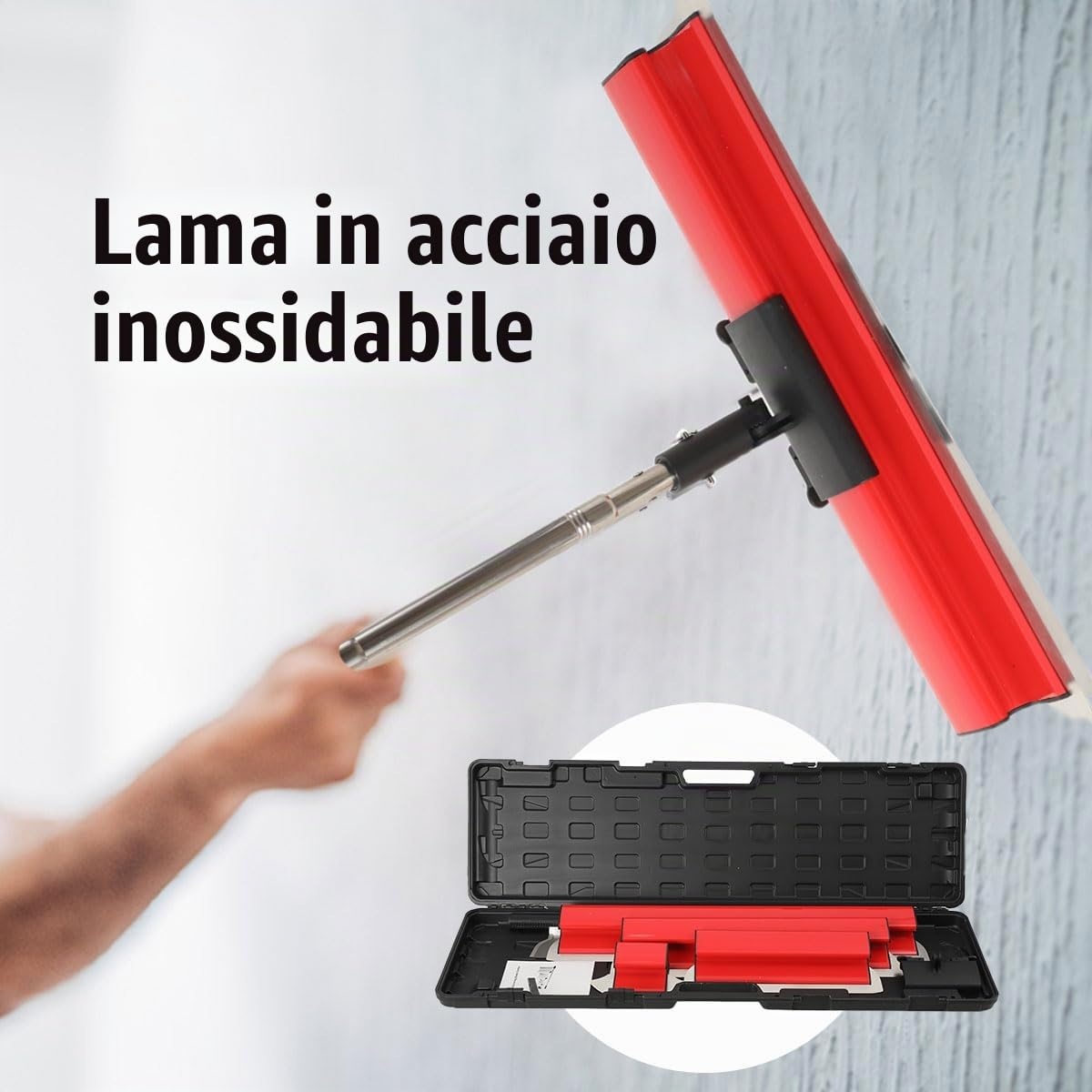 Spatola per Stucco Kit, Kit Spatole Professionali per Lisciatura, Spatola per Superfici con Maniglia di Estensione, Spatola di Finitura 25cm+40cm+60cm+80cm