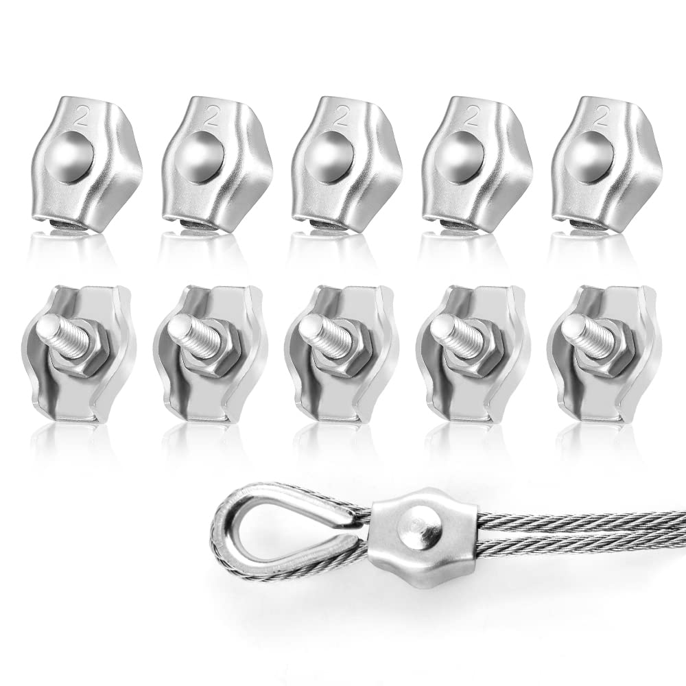 Duplex Lot de 12 serre-câbles M2 en acier inoxydable 304 de 2 mm pour câble métallique, corde à linge, auvent Fixé (M2 Duplex Lot de 12 serre-câbles M2 en acier inoxydable 304 de 2 mm pour câble métallique, corde à linge, auvent Fixé (M2