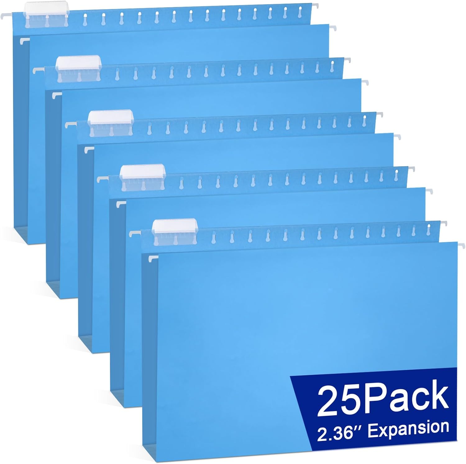 gisgfim 25 Pack Reinforced 11x17 Hanging File Folders 1/5 Cut Heavy Duty Hanging File Folders with Plastic Tabs & Label Cards Expanding Hangers File Organizer for Drawing Engineering Document (Blue) 25 Blue