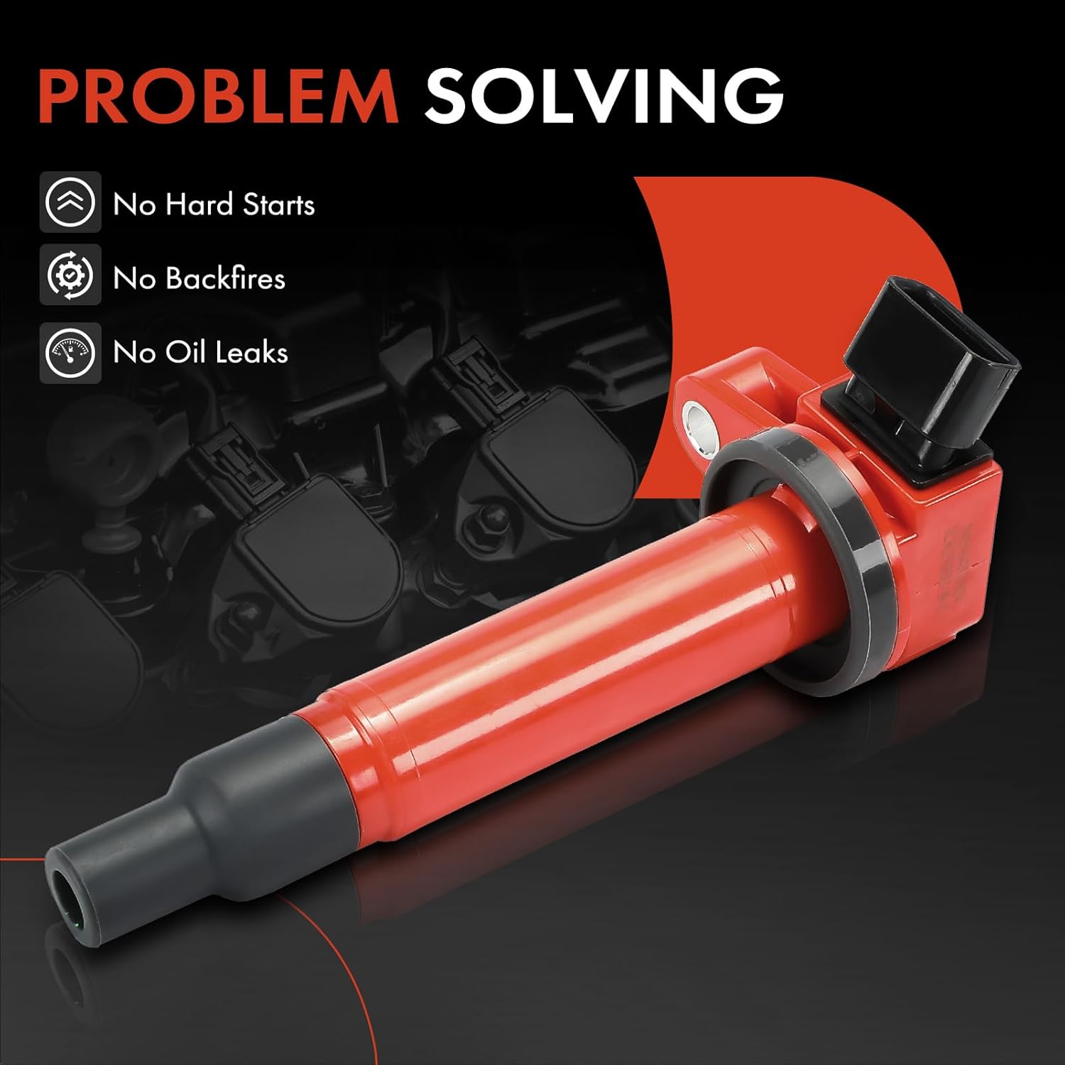 A-Premium (Red) Engine Ignition Coil Pack Compatible with Toyota Tundra 2000-2009, 4Runner 2003-2009, Sequoia 2001-2009, Land Cruiser 1998-2007 & Lexus GX470, GS430, LS430, LX470, SC430, 8-PC Set