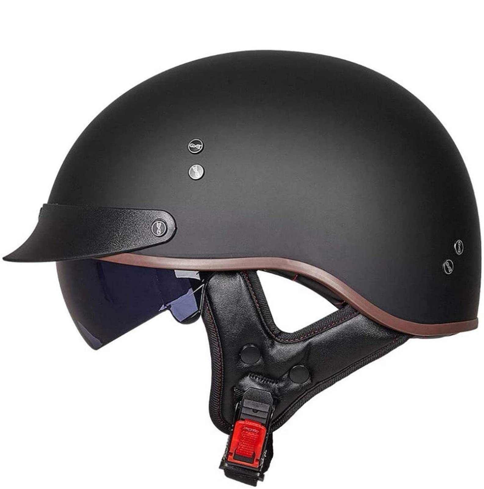 Casco Moto Jet Retrò Sebasty Cromwell Con Occhiali Incorporati - Unisex Certificato ECE